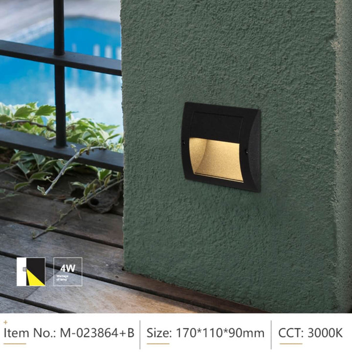 Measurement diagram of GRANT outdoor LED wall lamp – detailed dimensions for precise exterior installation.