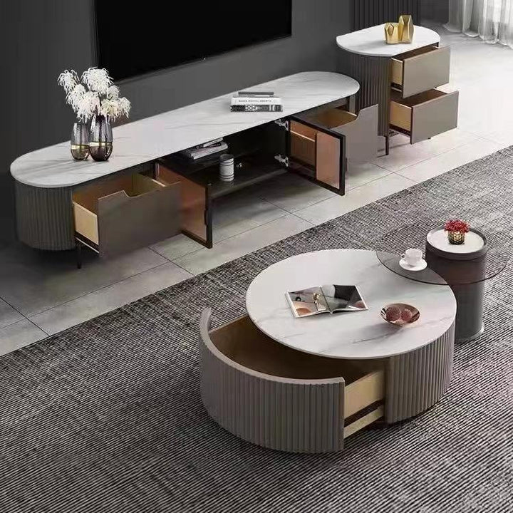 Top View of Gavina Coffee Table and Side Table Set – Elegant Modern Furniture for Interiors