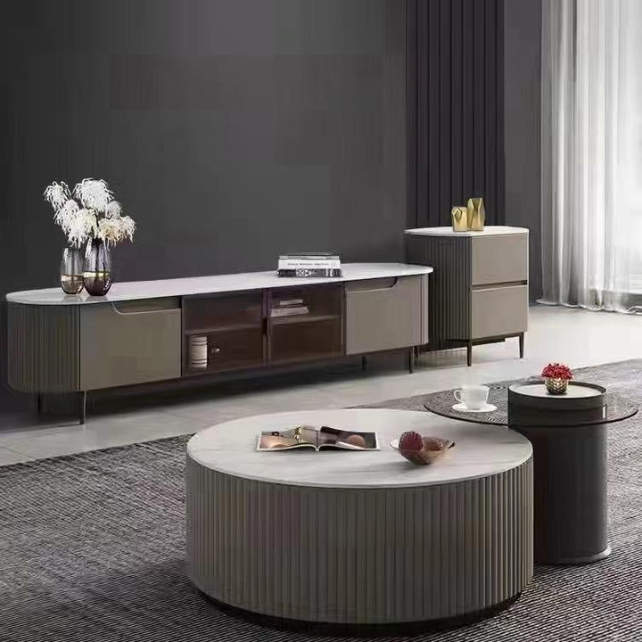 Side View of Gavina Coffee Table and Side Table Set – Elegant Modern Furniture for Interiors