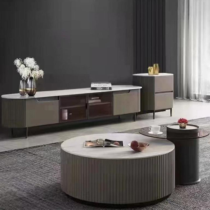 Side View of Gavina Coffee Table and Side Table Set – Elegant Modern Furniture for Interiors