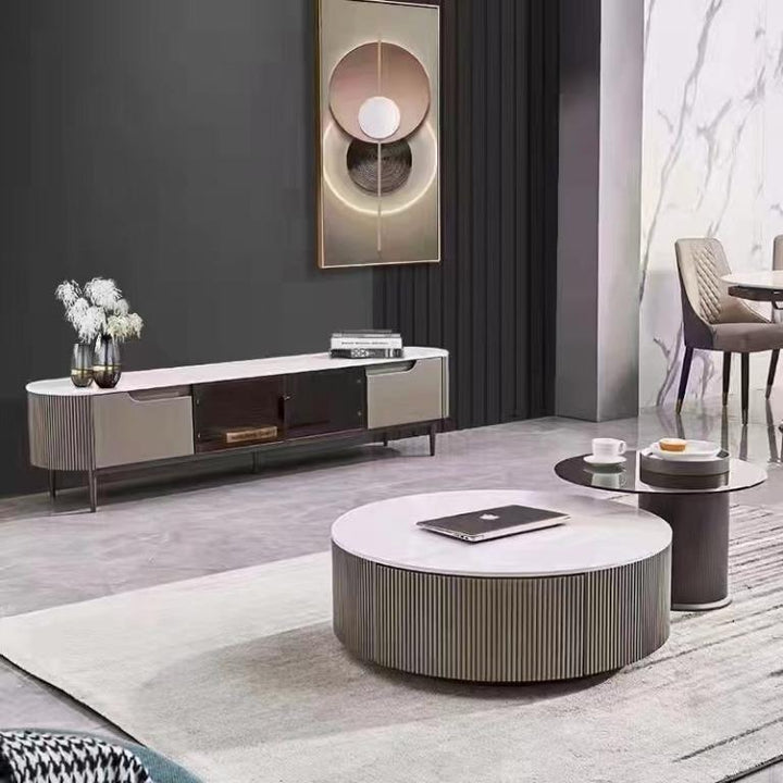 Side View of Gavina Coffee Table and Side Table Set – Elegant Modern Furniture for Interiors