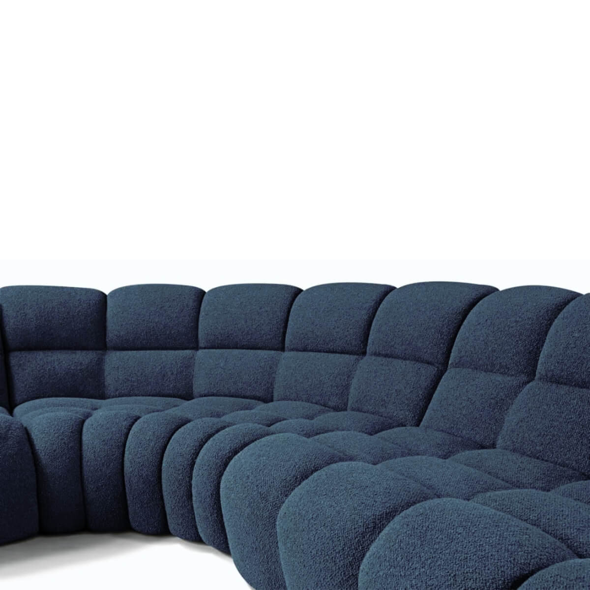 Gentle Glide sofa upholstered in soft teddy fabric with modern cozy design