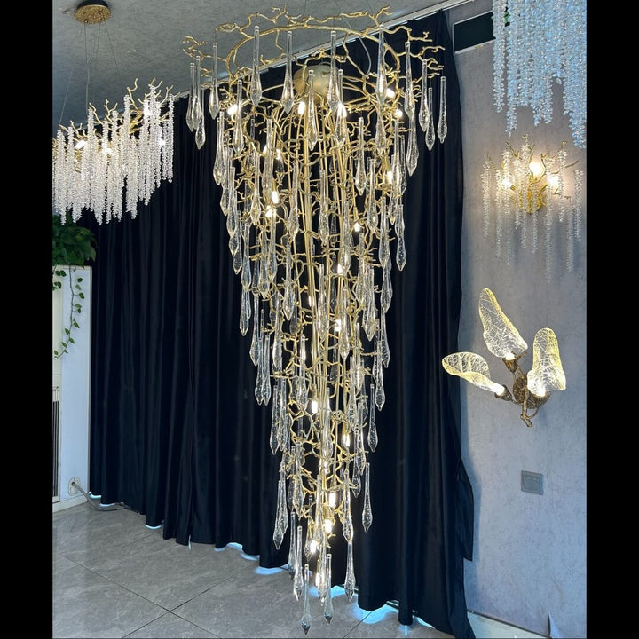 Glimmer Metal Crystal Chandelier Light Turned On – Elegant Modern Ceiling Lighting Fixture