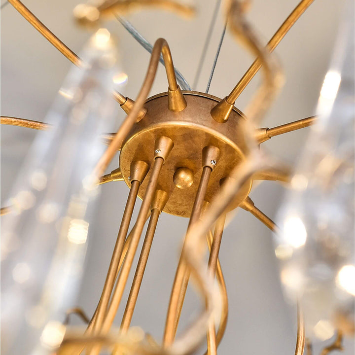 Close-Up Detail of Metal Connector on Glimmer Chandelier Light – Elegant Modern Lighting Fixture