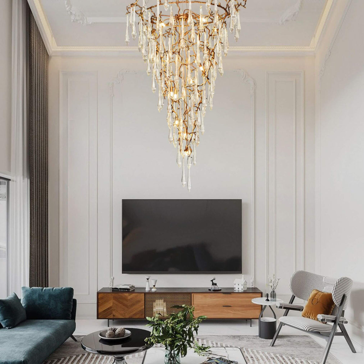 Glimmer Chandelier Light Hanging in Living Room – Stylish Modern Ceiling Lighting Fixture