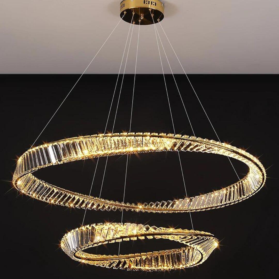 Glint chandelier light turned on in Australia, illuminating the space with elegant glow and modern sophistication