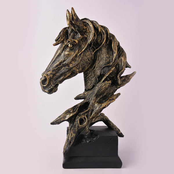 Elegant golden horse head sculpture for luxury home decor