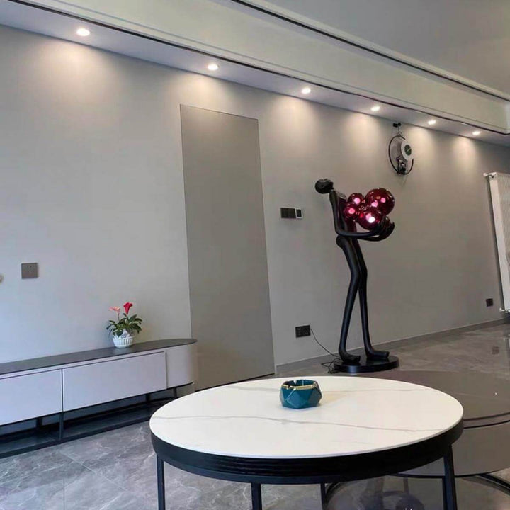HTA-002 humanoid floor lamp with blue lampshade in elegant Australian living room interior design