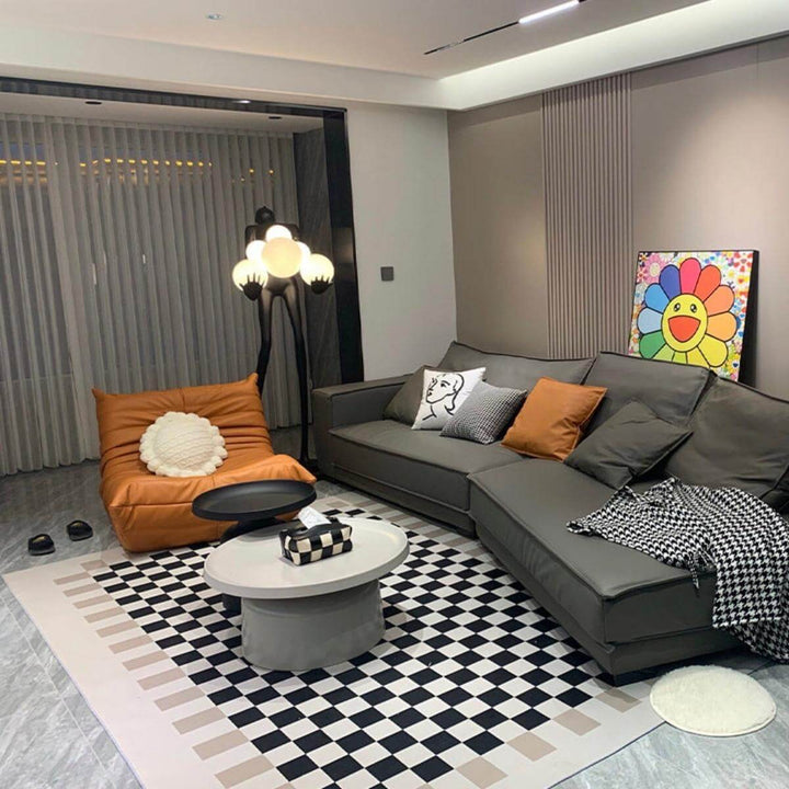 HTA-002 humanoid floor lamp with blue lampshade in stylish Australian living room interior design