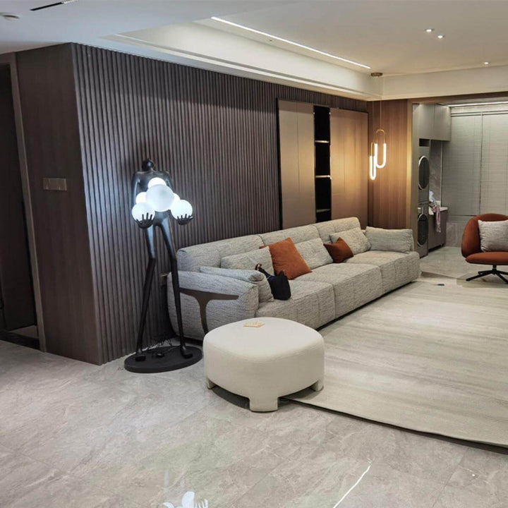 HTA-002 humanoid floor lamp with blue lampshade in elegant Australian living room interior decor