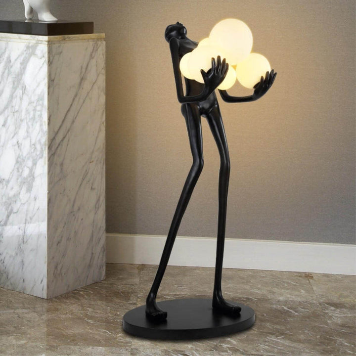 HTA-002 humanoid floor lamp with blue lampshade in elegant Australian interior with modern design