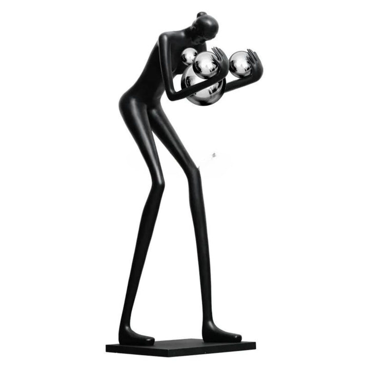 Angled view of HTA-005 humanoid man and woman floor lamp in Australian interior with artistic design