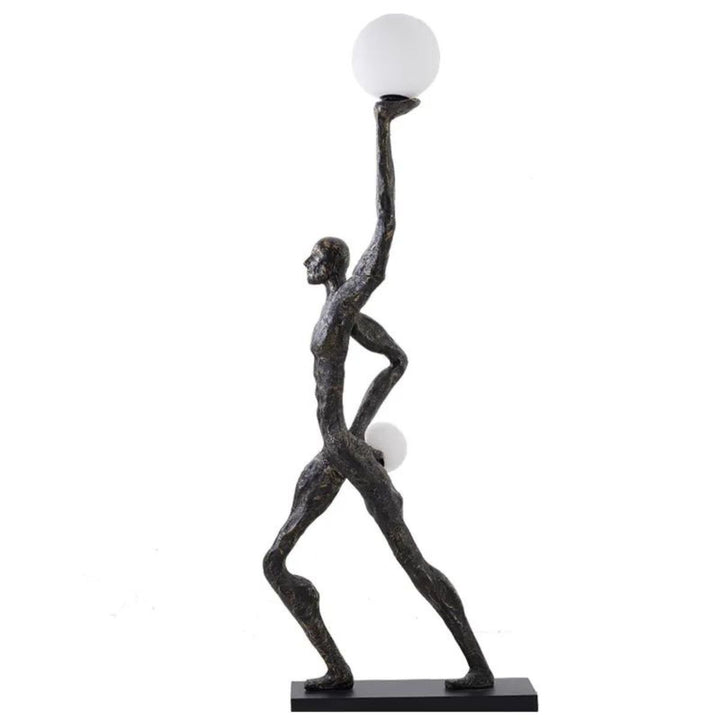 HTA-015 man holding lamp floor lamp, artistic sculptural lighting in a modern Australian interior