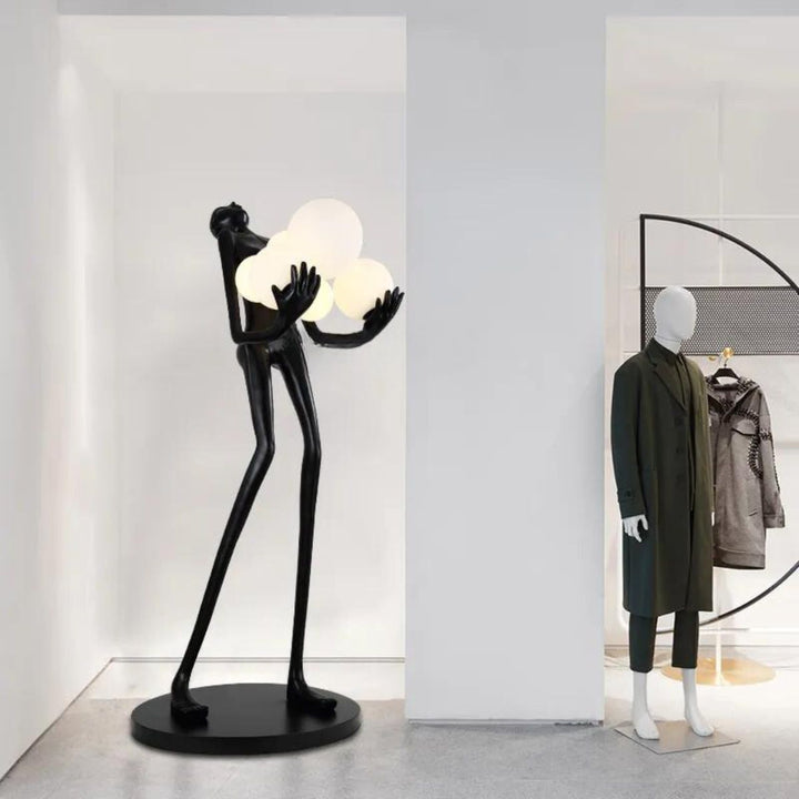 HTA001 humanoid floor lamp sculpture in modern Australian interior, combining art and ambient light