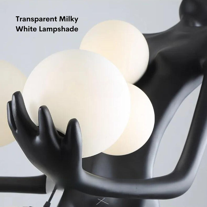 HTA001 humanoid floor lamp with transparent milky white lampshade, showcasing modern design