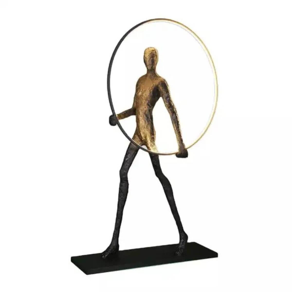 HTA019-Man-walking-with-circle-floor-lamp-in-Australia-6