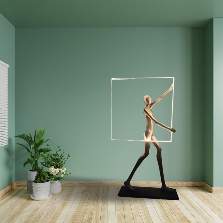 Romeo statue LED floor lamp featuring an artistic human figure design with integrated LED lighting, blending sculpture and modern illumination