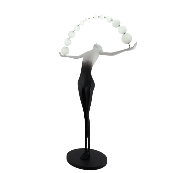 HTA050 floor lamp featuring a woman holding lamps sculpture, displayed in a contemporary Australian interior
