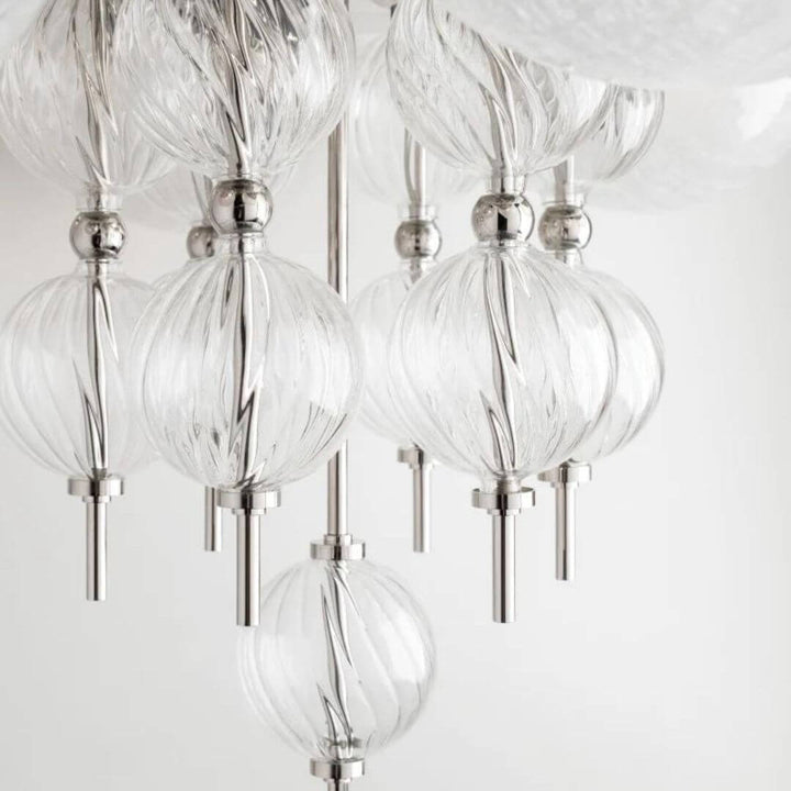 Detailed View of Halo Chandelier Light Featuring Ball Glasses – Elegant Modern Lighting Fixture