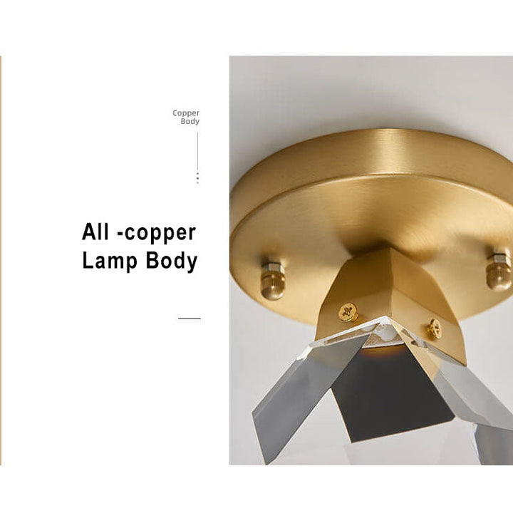 Harmony flush mount ceiling light with all-copper lamp body installed in an elegant interior, featuring a stylish copper finish