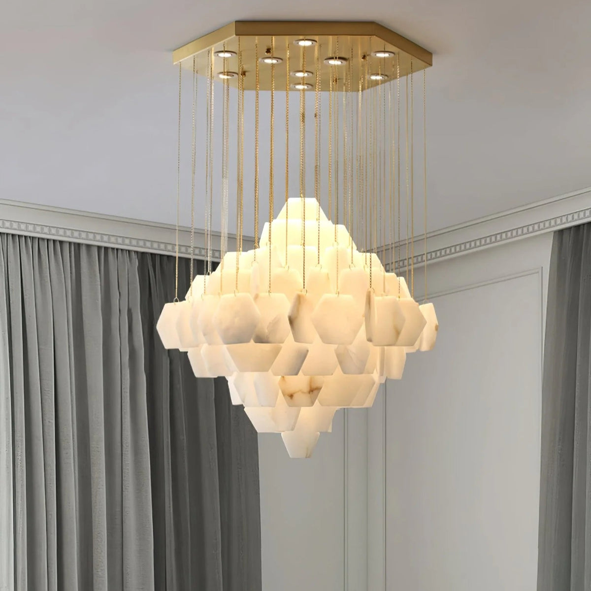 Hexa Alabaster Cascade Chandelier - Pre Order