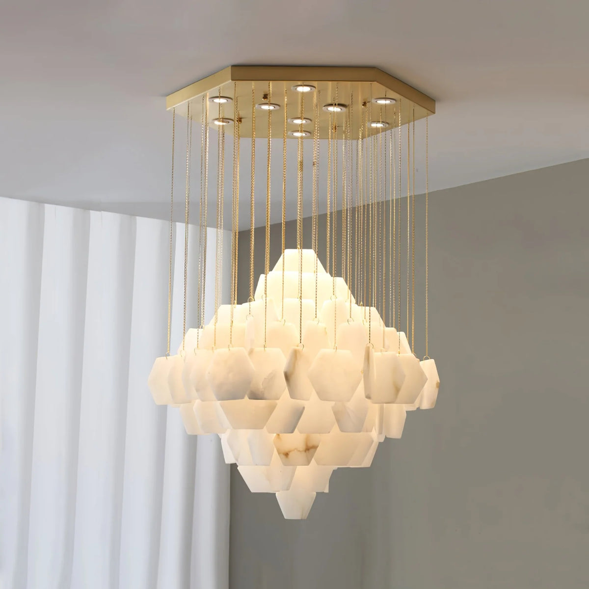 Hexa Alabaster Cascade Chandelier - Pre Order
