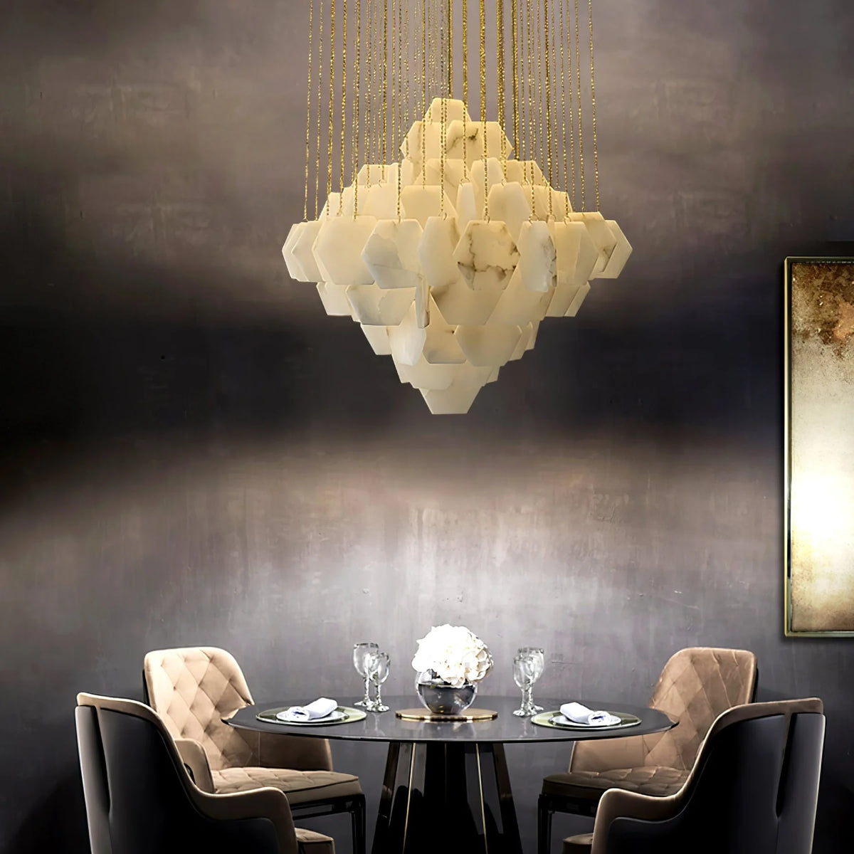 Hexa Alabaster Cascade Chandelier - Pre Order