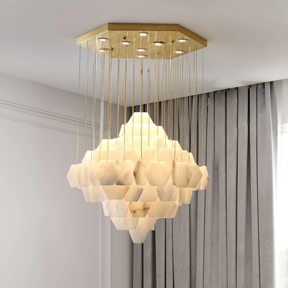 Hexa Alabaster Cascade Chandelier - Pre Order