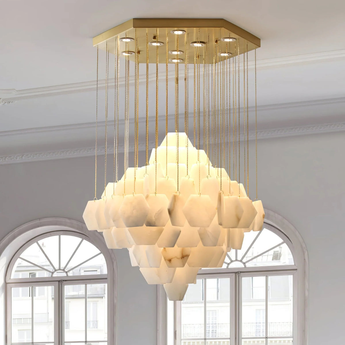 Hexa Alabaster Cascade Chandelier - Pre Order
