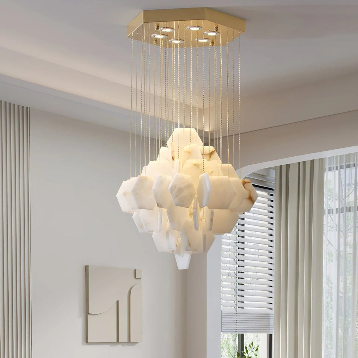 Hexa Alabaster Cascade Chandelier - Pre Order