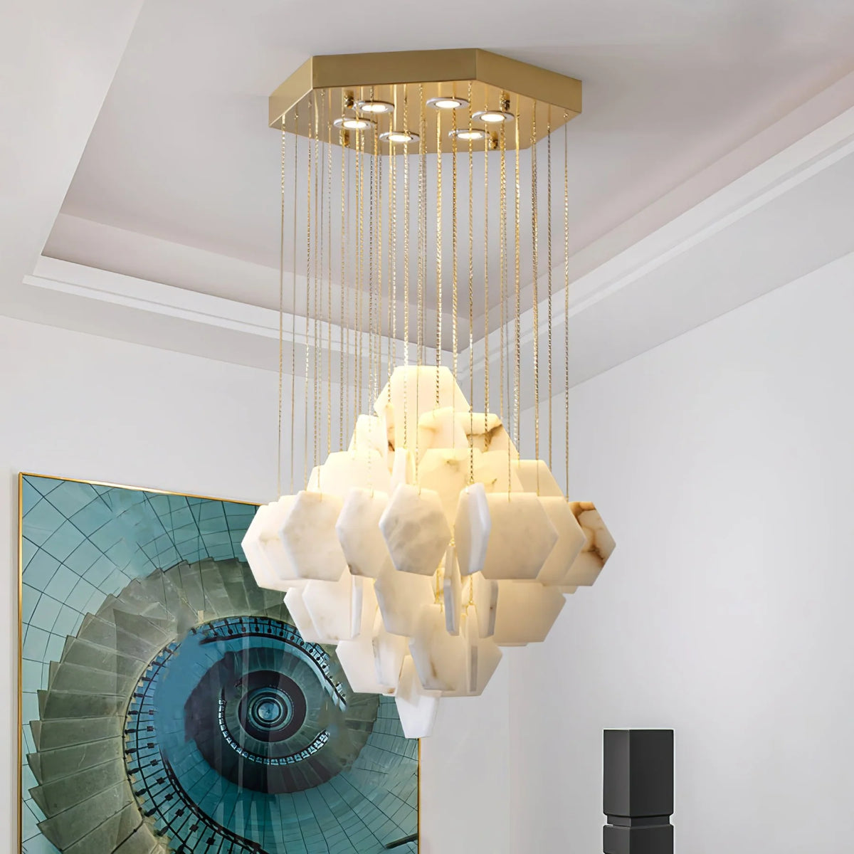 Hexa Alabaster Cascade Chandelier - Pre Order