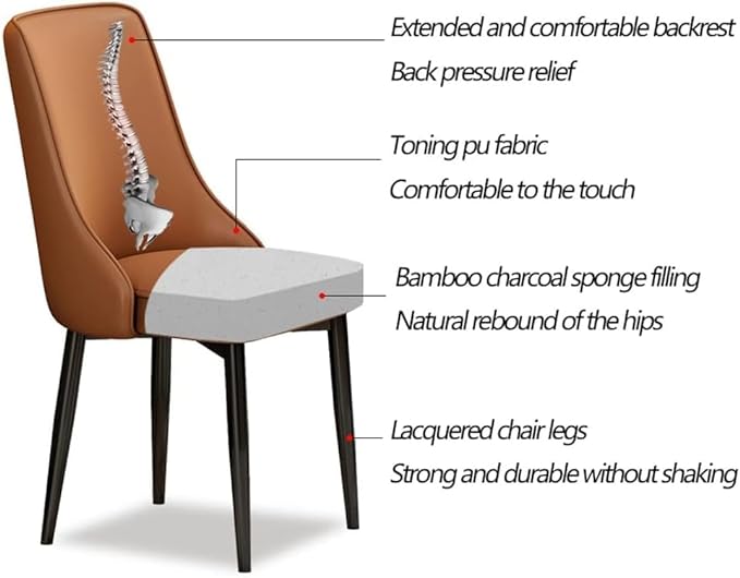 HighHop ergonomic wood dining chair with extended backrest, PU fabric, bamboo charcoal sponge, sturdy legs
