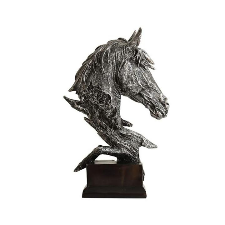 Artistic resin-crafted horse head ornament for modern interiors