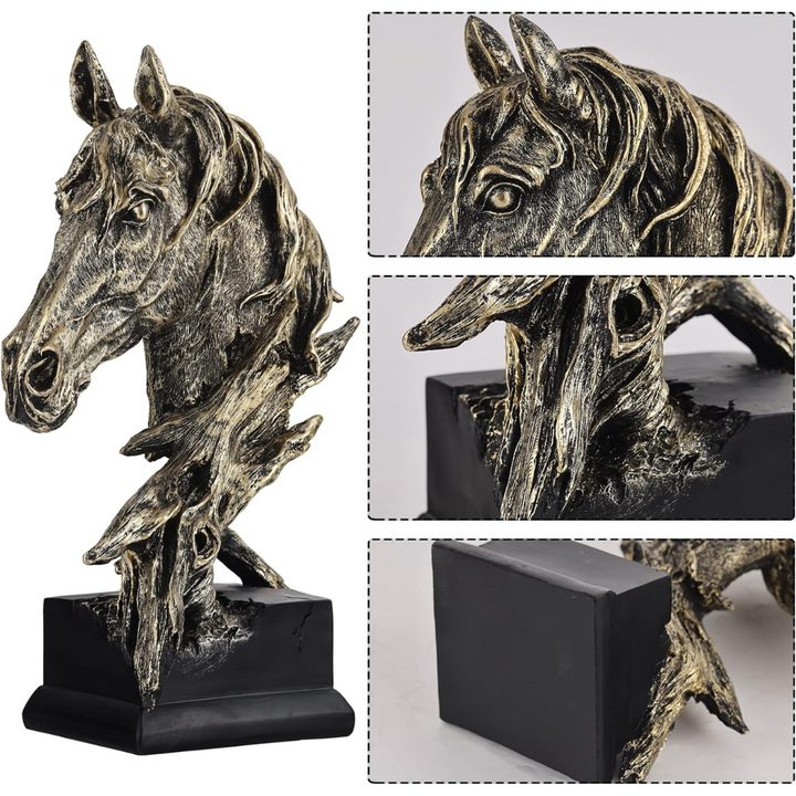 Elegant horse head figurine crafted from resin with fine details