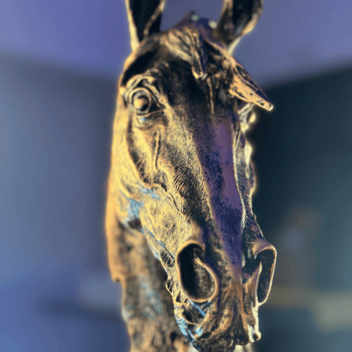 Decorative resin horse head statue for tabletop or shelf display