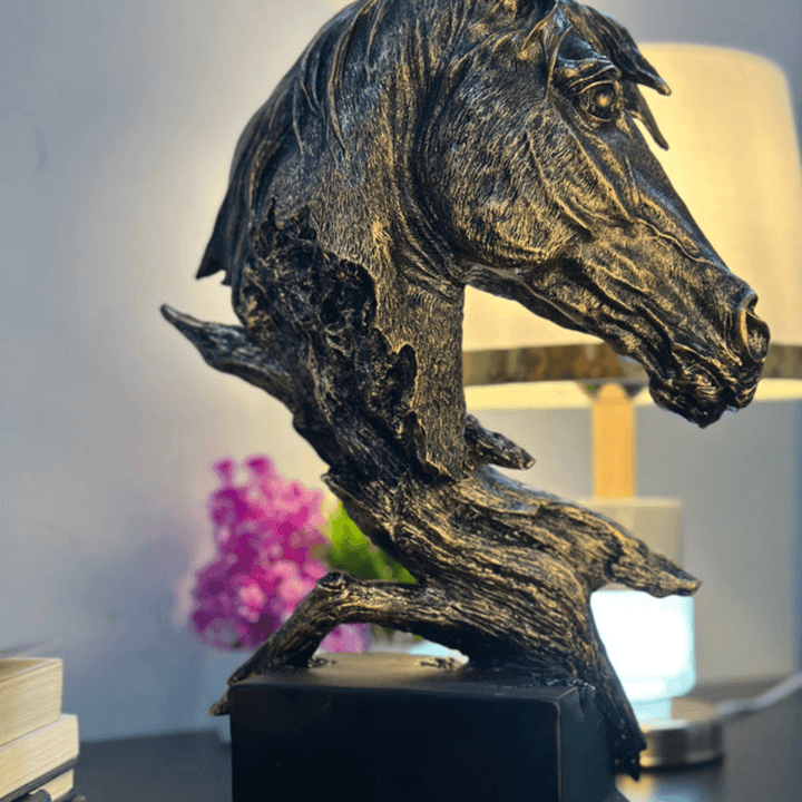 Artistic resin horse head sculpture for elegant home decor
