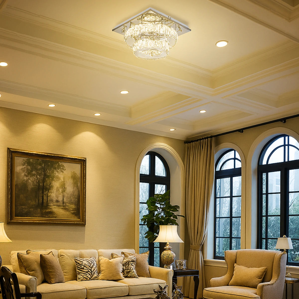 Jennifer Flush Mount Ceiling LED Light Chandelier