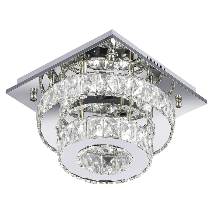 Bottom angle view of Jennifer’s flush mount ceiling LED light in elegant interior setting