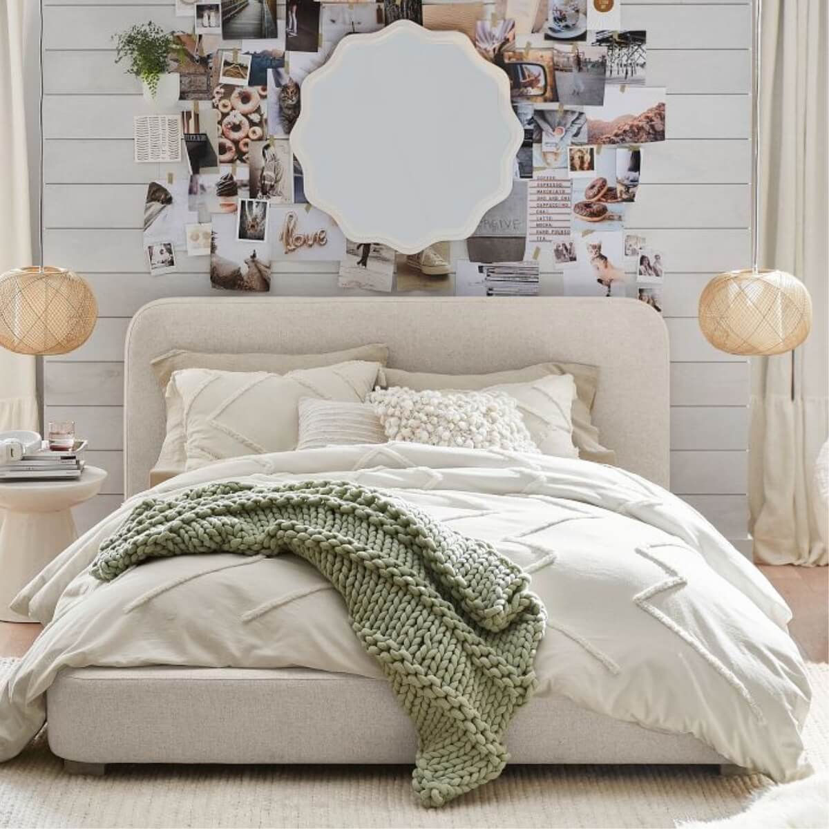 ElegantErgo Modern Wooden Frame Cotton Linen Bed