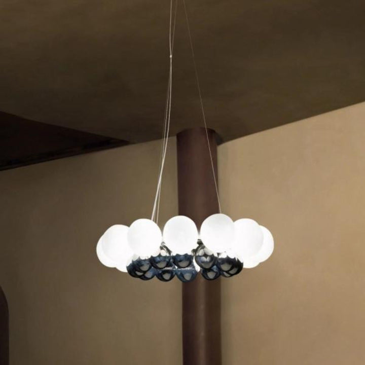 Victoria Pearl LED ceiling light hanging fixture with elegant pearl-accented globes and polished chrome finish, perfect for modern interior lighting