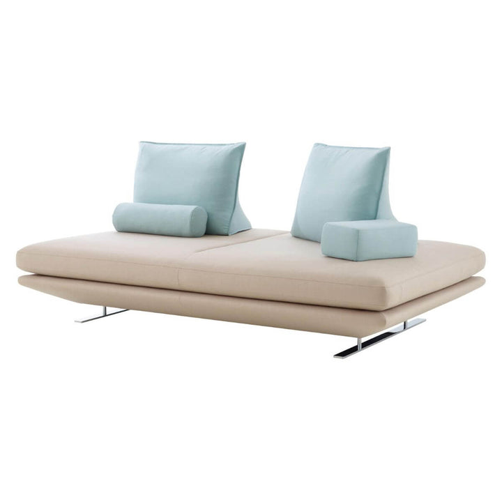 KS135 Eclipse fabric sofa without backrest, featuring a minimalist design and soft upholstery for modern living spaces