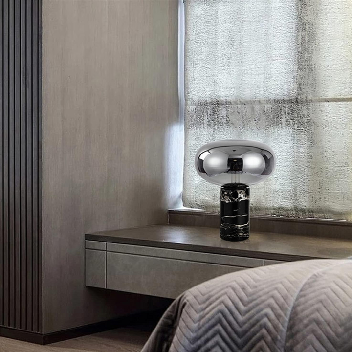 Elegant Kiara bedside lamp with oval marble base for stylish bedroom decor
