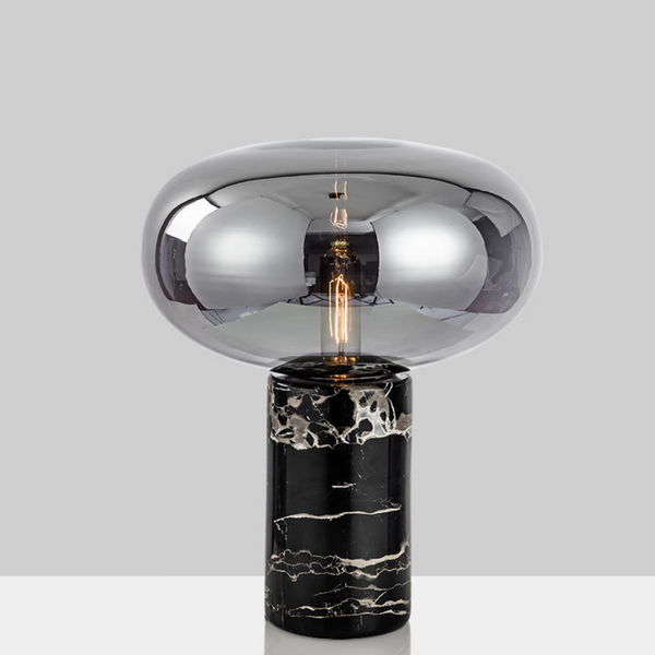 Kiara oval-shaped table lamp with elegant marble base for modern decor