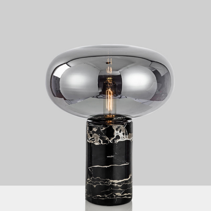 Kiara oval-shaped table lamp with elegant marble base for modern decor