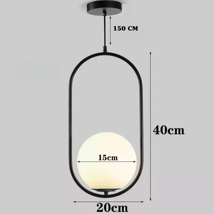 Klay Pendant Light Black Dimension – diagram showing 150 cm suspension length with 40 cm, 15 cm, and 20 cm component measurements