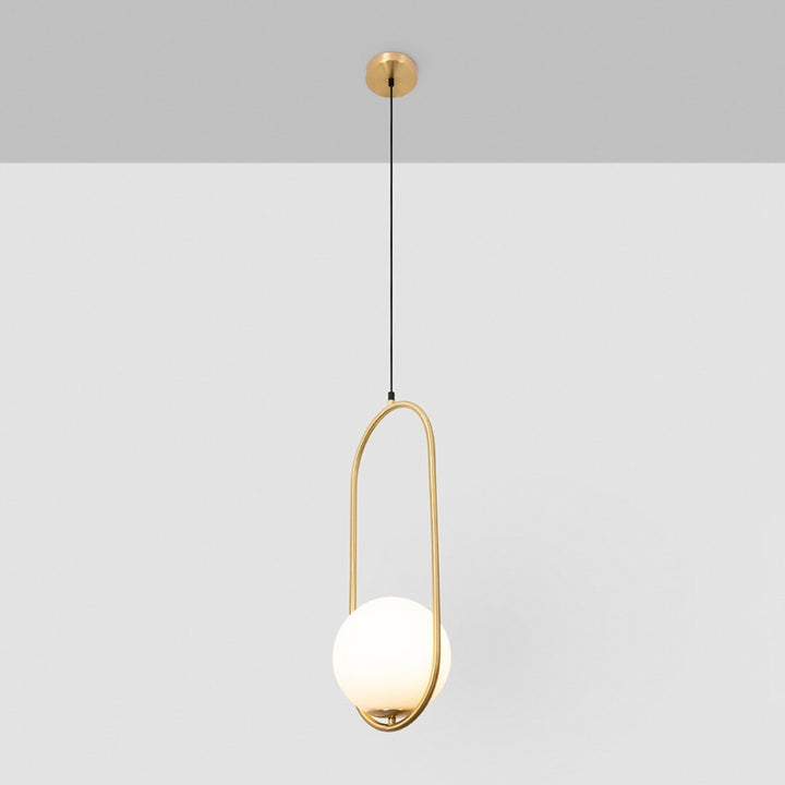 Klay Round Glass Suspended Light – side view highlighting clear glass globe and sleek modern hanging fixture design.