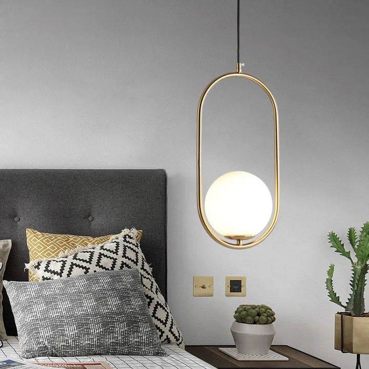 Klay Round Glass Suspended Light – stylish bedroom pendant light with clear glass globe and minimalist modern design.