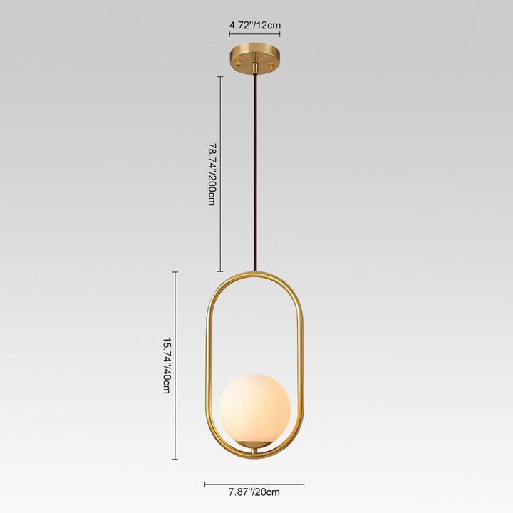 Klay Round Glass Suspended Light Dimension – diagram showing measurements: 4.72” globe diameter, 78.74” suspension length, 15.74” and 7.87” component sizes.