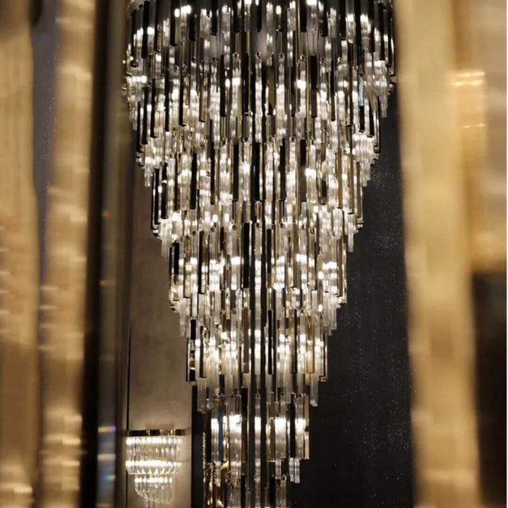 Elegant Mirage long crystal chandelier light, perfect for luxurious and stylish interior lighting