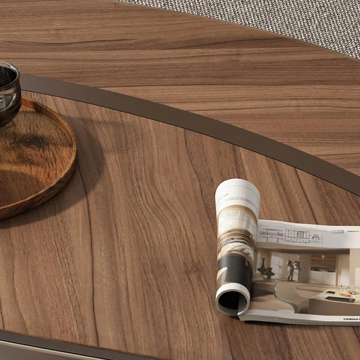 Close-up detail of Leaf customised coffee table and TV unit highlighting smooth natural wood grain and precise craftsmanship